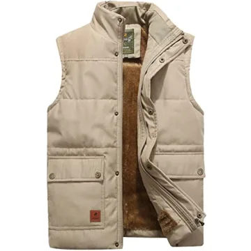 VtuAOL Outdoor Fleece Lined Padded Vest for Men - Lightweight Winter Warm Coats