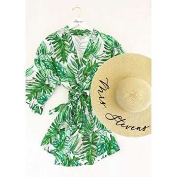 ModParty Palm Leaf Robe | Bridesmaid, Wedding Party, & Honeymoon Getting Ready Robes | Tropical Beac...