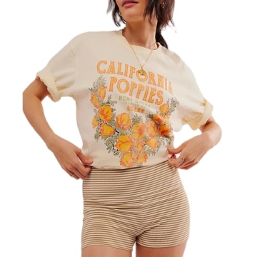 Vintage Floral Oversized Graphic Tees for Women - Y2K Aesthetic