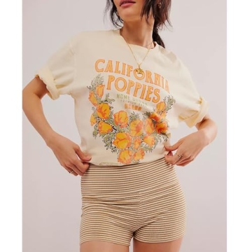 Oversized Vintage Flower Graphic Tees for Women
