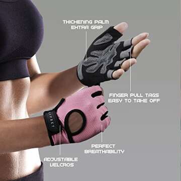 LIFECT Essential Breathable Workout Gloves, Weight Lifting Gloves with Curved Open Back, for Powerli...