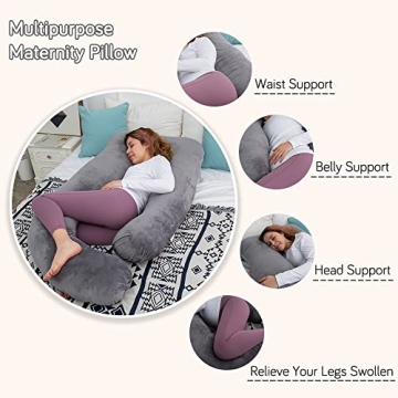 AMCATON 60 Inch U Shaped Pregnancy Pillow for Moms