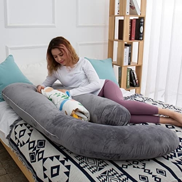 AMCATON 60 Inch U Shaped Pregnancy Pillow for Moms