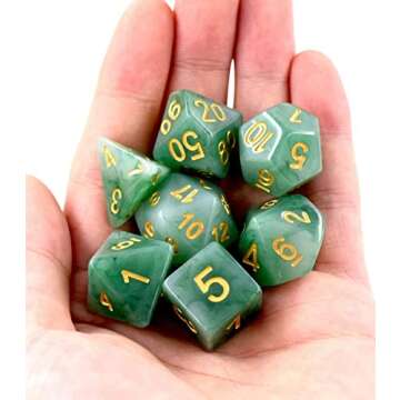 HDdais Jade Effect Polyhedral DND Dice Sets – 7 Die Green for Dungeons and Dragons RPG