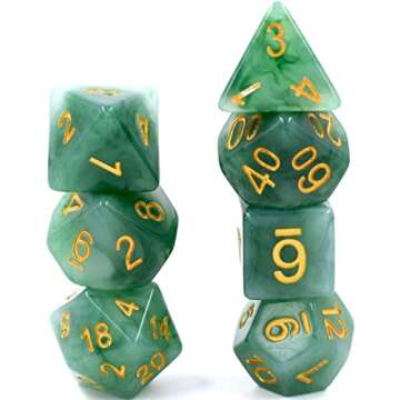 HDdais Jade Effect Polyhedral DND Dice Set - 7 Die Green