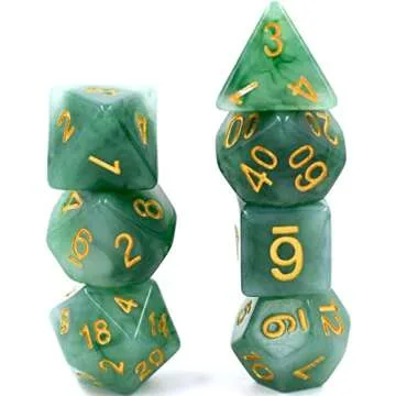HDdais Jade Effect Polyhedral DND Dice Set - 7 Die Green