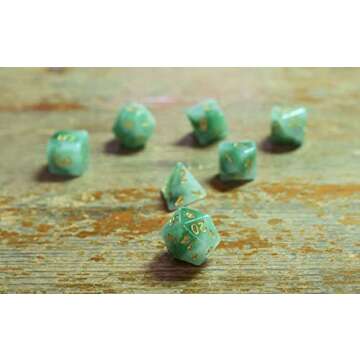 HDdais Jade Effect Polyhedral DND Dice Set - 7 Die Green