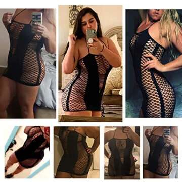 ADOREJOY Womens Lingerie Bodysuit Chemise Teddy Naughty Babydoll Nighty(Black,M)