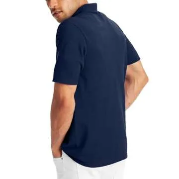 Hanes Men's X-Temp Short Sleeve Polo - Navy Blue Comfort Shirt, Small