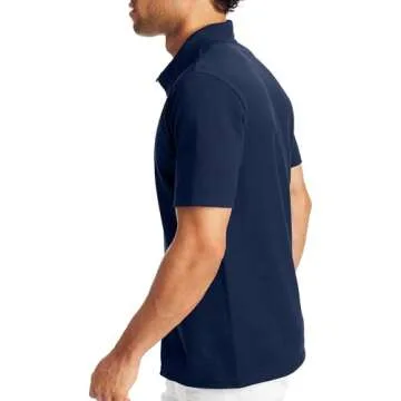 Hanes X-Temp Short Sleeve Polo for Men - Navy Small
