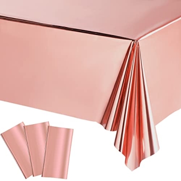 Rose Gold Table Covers 54 x 108 Inch 3 Pack for Parties