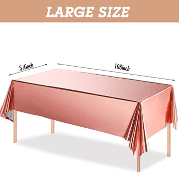 Rose Gold Table Covers 54 x 108 Inch 3 Pack for Parties