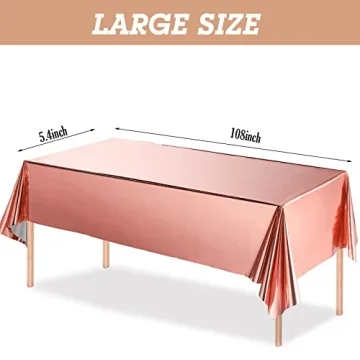 Rose Gold Table Covers 54 x 108 Inch 3 Pack for Parties