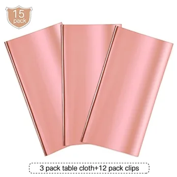 Rose Gold Table Covers 54 x 108 Inch 3 Pack for Parties