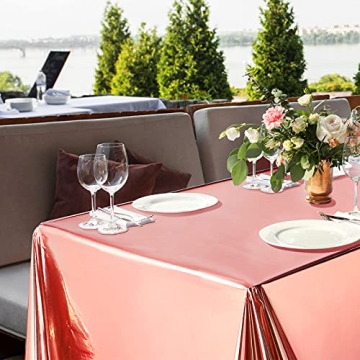 Rose Gold Table Covers 54 x 108 Inch 3 Pack for Parties