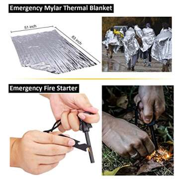 Survival Kit - Gifts for Men Father Husband Dad Mom Boy Scout Boyfriend, Present for Birthday Valentines Day Graduation Christmas | SOS Emergency Tool - Outdoor Gear for Car Hiking Camping Climbing