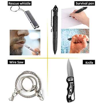 Survival Kit - Gifts for Men Father Husband Dad Mom Boy Scout Boyfriend, Present for Birthday Valentines Day Graduation Christmas | SOS Emergency Tool - Outdoor Gear for Car Hiking Camping Climbing