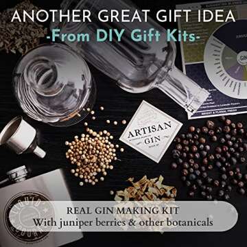 DIY Gift Kits Real Gin Making Kit Deluxe Edition | 12 Botanicals & Spices, Stainless Steel Flask, Fu...