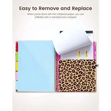Mymazn Clipboard with Storage, Clipboards Folio with Refillable 11"x8.5" Legal Pads,5 Extra Folders with Storage 10 Pockets for Documents, Portfolio Binder with Pen Holder for Men Women (Leopard)