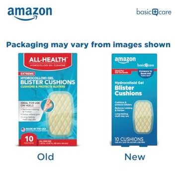 Amazon Basic Care Extreme Hydrocolloid Gel Blister Cushion Bandages for Heels, 2X Faster Healing, Pr...