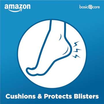Amazon Basic Care Extreme Hydrocolloid Gel Blister Cushion Bandages for Heels, 2X Faster Healing, Protection & Pain Relief against Burns, Rubbing & Friction, 10 Count (1.65 in x 2.67 inches)