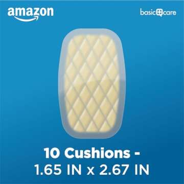 Amazon Basic Care Extreme Hydrocolloid Gel Blister Cushion Bandages for Heels, 2X Faster Healing, Protection & Pain Relief against Burns, Rubbing & Friction, 10 Count (1.65 in x 2.67 inches)