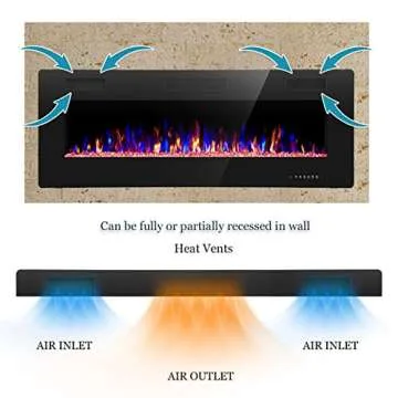 R.W.FLAME Electric Fireplace 50 Inch Recessed Wall Mounted