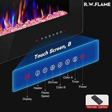 R.W.FLAME Electric Fireplace 50 Inch Recessed Wall Mounted