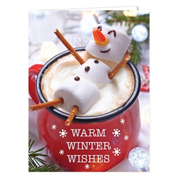 Cocoa Snowman Holiday Card Pack - 25 Winter Wishes Cards With Envelopes