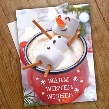 Cocoa Snowman Holiday Card Pack with Envelopes - 25 Cards Set