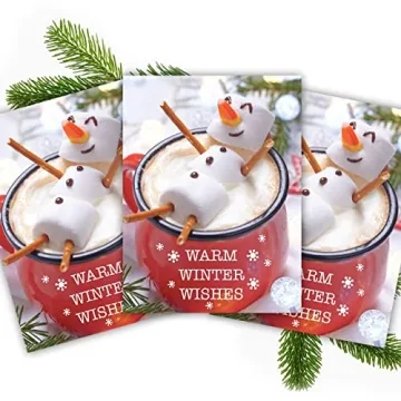 Cocoa Snowman Holiday Card Pack with Envelopes - 25 Cards Set