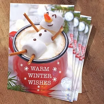 Cocoa Snowman Holiday Card Pack with Envelopes - 25 Cards Set
