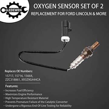 Oxygen Sensor Upstream Downstream O2 2Pcs | Compatible with Ford F150 F250 Ranger Expedition Explorer Escape, Mazda Tribute, Lincoln & More Replace# 15717, 15716, 15664, ZZC318861