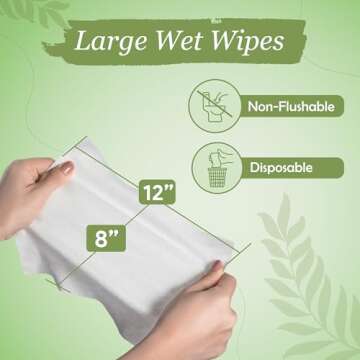 X Large Wet Wipes for Adults - 2 Packs of 56 [112 Count] Disposable Incontinence Wipes, 12" x 8" Adu...