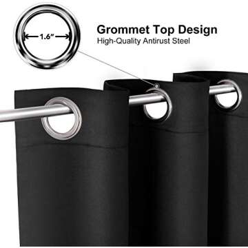 ChrisDowa Grommet Blackout Curtains for Bedroom and Living Room - 2 Panels Set Thermal Insulated Roo...