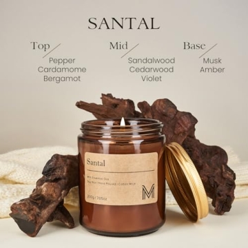 M&SENSE Santal Scented Candle Gift Set - Aromatherapy Home Decor
