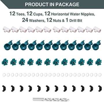 12 Pack Automatic Chicken Waterer with PVC Tee for Poultry