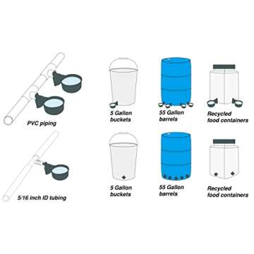 Automatic Chicken Water Cups - 12 Pack PVC Waterer