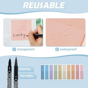 Jutom 39 Pcs Aesthetic Book Annotation Kit Pencil Case Bag with Highlighter Gel Pen 700 Sheets Transparent Sticky Notes Pads Index Tab Bible Study Supplies for School(Purple,Cute Style)