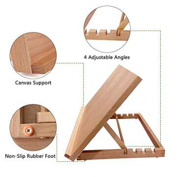 Tabletop Easel A3 Painting Easel with Smooth Surface, Adjustable Angle Art Easel for Artists, Childr...