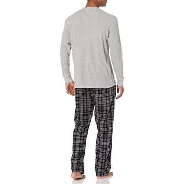 Beverly Hills Polo Club mens Beverly Hills Polo Polar Fleece W/Thermal Top Pajama Set, Grey Top With...