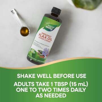 Nature's Way Organic Flax Oil Super Lignan, Cold-Pressed, and Unrefined, 24 Fl Oz