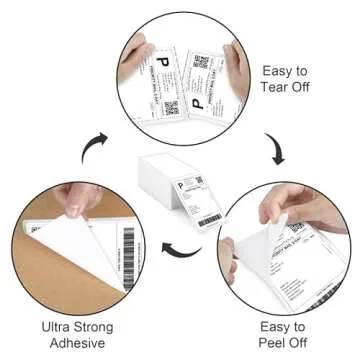 Razuvo 4 x 6 Direct Thermal Labels, 500 Fan-Fold Perforated Labels Per Stack, Commercial Grade - Premium Adhesive & Perforated, Thermal Labels Compatible with JADENS, iDPRT SP410, POLONO, ASprink