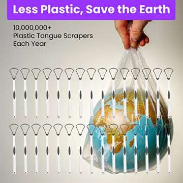 [2 pack] KN FLAX Tongue Scraper [Medical Grade] Reduce Bad Breath Maintains Oral Care 100% BPA Free Metal Tongue Scraper, Tongue Cleaner for Adults and Kids, Easy to Use with Non-Synthetic Handle