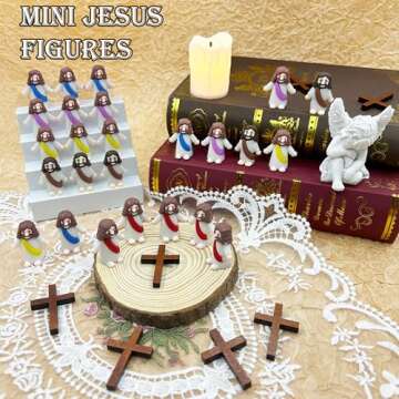 KIDHABE 25 Pcs Colorful Mini Jesus Figurines for Easter Festivities