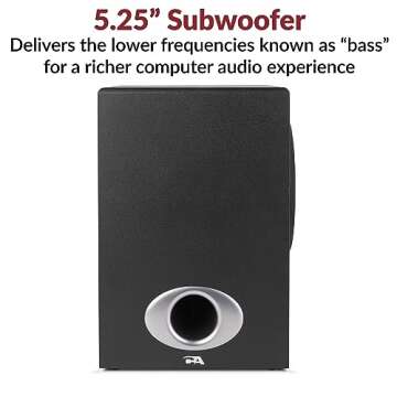 Cyber Acoustics CA-3810 2.1 Multimedia Speaker System with Subwoofer, 80 Watts Peak Power, Strong Ba...