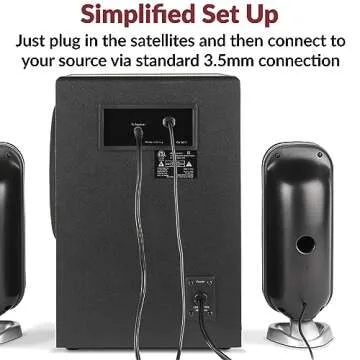 Cyber Acoustics CA-3810 2.1 Multimedia Speaker System with Subwoofer, 80 Watts Peak Power, Strong Bass, Perfect for Music, Movies, and Games