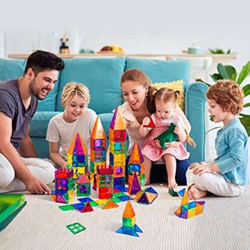 PLUMIA 52pcs Magnetic Tiles Toys Magnets for Kids Learning Toys Magnetic Building Blocks Educational Toddler Toys Magnet Tiles STEM Toy Gift for 3 4 5 Year Olds Boys and Girls