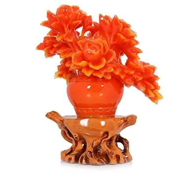 Attract Wealth with Red Color Peony Flower Statue