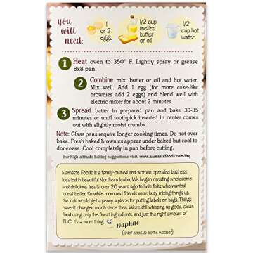 Namaste Foods Gluten Free Organic Dark Chocolate Brownie Mix, 16 oz